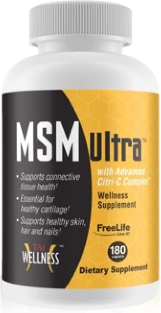 Youngevity Freelife MSM Ultras 3 000 mg MSM + mélange complexe de Citri-C exclusif + vitamine C. Supplément ultime de méthylsulfonylméthane , avec os et soutien interarmées , 180 Nombre