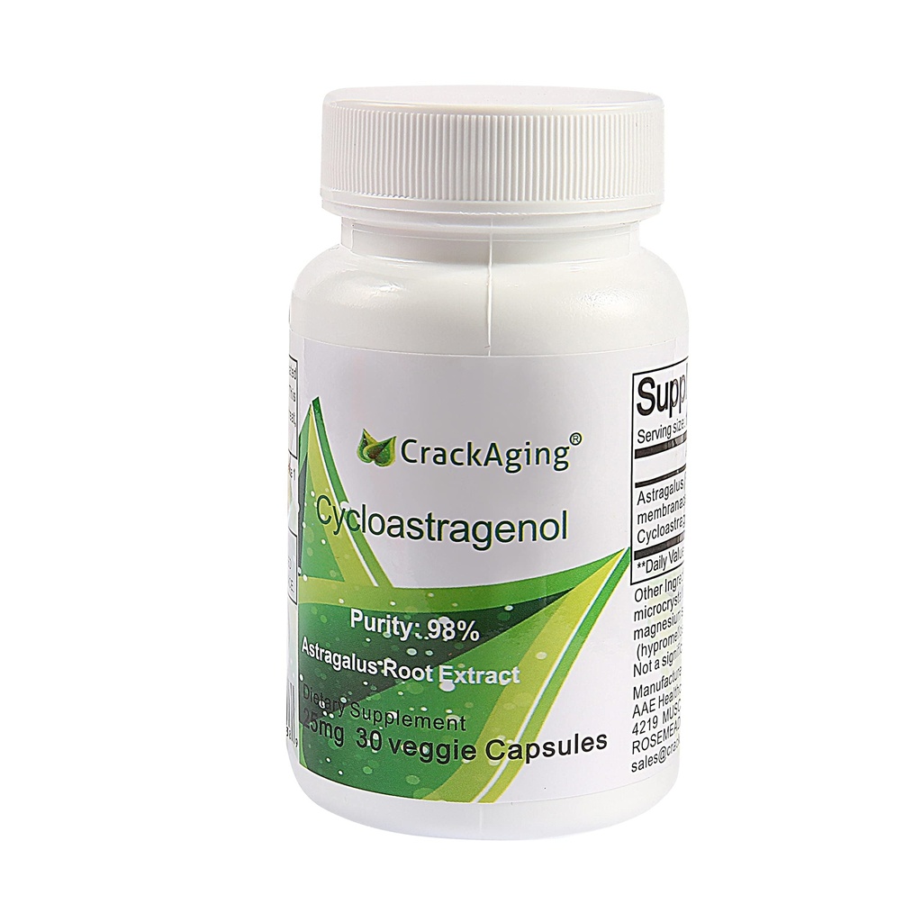 Crackaging Super-Absorption Cycloastragenol 98% de Suppléments Telomére Obtenir un soutien immunitaire Teleomere Nutritional Obtenir un supplément enzymatique télomérase 25mg 30 Capsules végétariennes