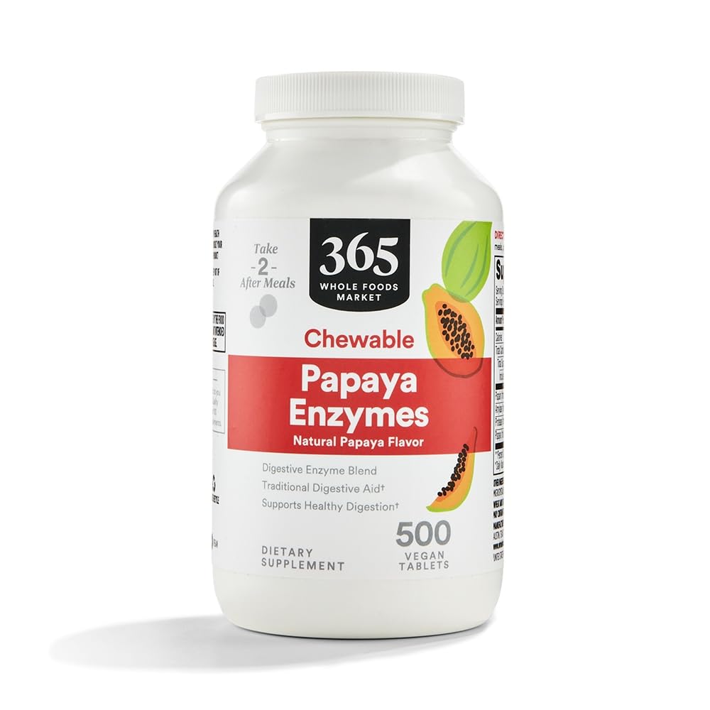 365 par Marché des aliments entiers, Papaya Enzymes, 500 Chews