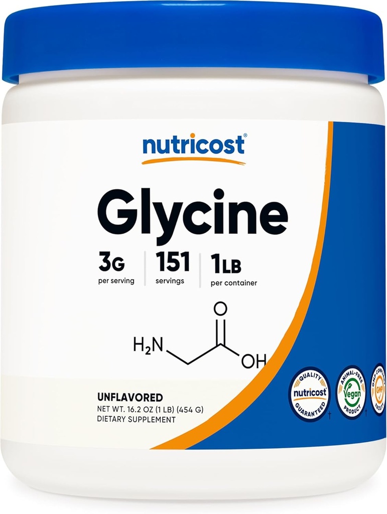 Poudre de Glycine Nutricost 1lb - Non-OGM, sans gluten