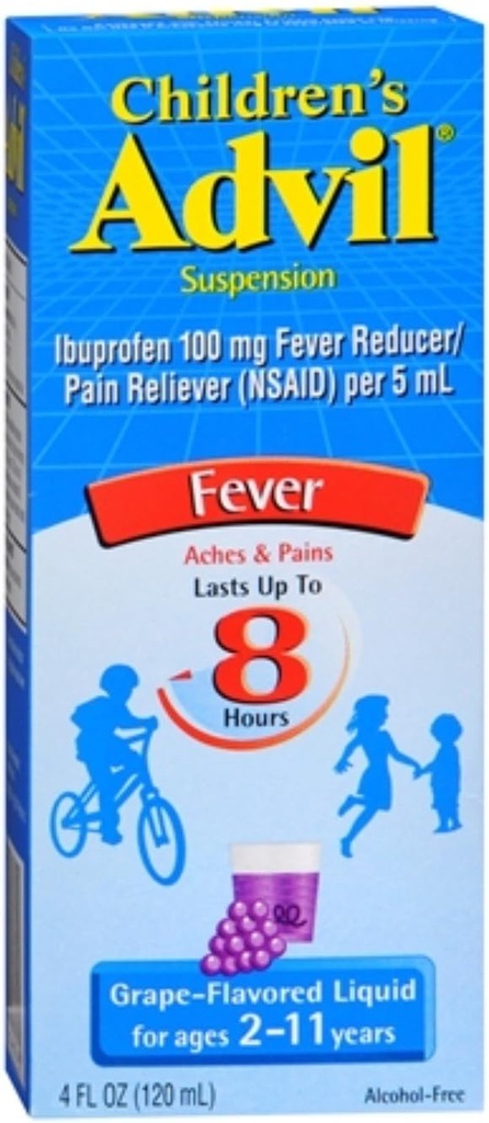 Suspension pour enfants Advil, raisin 4 oz (paquet de 6)