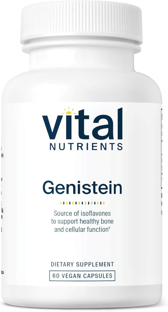 Nutriments vitaux Genistein (en anglais seulement) Isoflavones facilement absorbées pour le soutien de la santé osseuse* (en anglais seulement) Supplément végétalien (en anglais seulement) Sans gluten et sans lait (en anglais seulement) 60 capsules