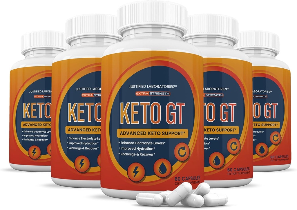 (5 Pack) Keto GT Keto Pills 1275MG Nouvelle formule et améliorée contient du vinaigre de cidre de pomme huile d'olive extra vierge en poudre Feuille de thé verte 300 Capsules