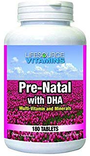 LifeSource Vitamines Multivitamines et minéraux prénataux avec DHA - Santé de la mère et du bébé - 180 comprimés