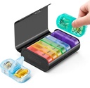 Zannaki Metal XL Hebdomadaire Pill Organizer 2 fois par jour, grand voyage quotidien Pill Box 7 jour, portable semaine porte-pilule deux fois conteneur, AM PM Pill Case pour médecine supplément de vitamines, noir