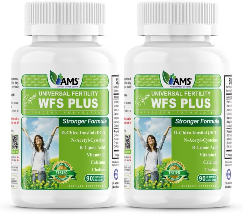 Amérique Medic & Science WFS Plus suppléments de fertilité pour les femmes (90 Capsules) soutient la santé ovulatoire.