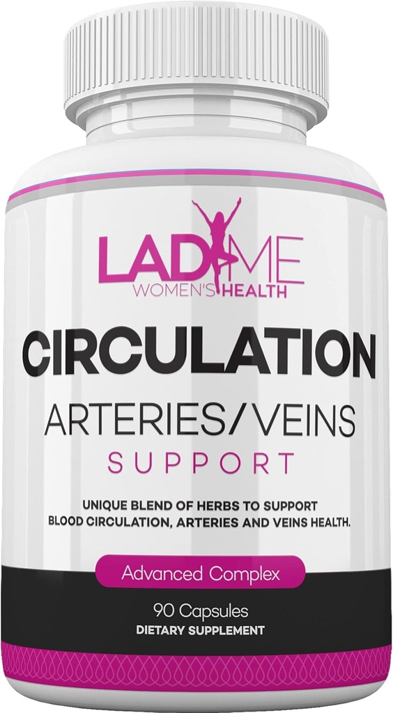 LadyMe Circulation et soutien de la veine aide à réduire le malaise dans les jambes et soutient des fonctions cardio-vasculaires saines avec bouchers Broom, Diosmin, Hawthorn jusqu'à 3-mois Approvisionnement pour les femmes 90 Capsules
