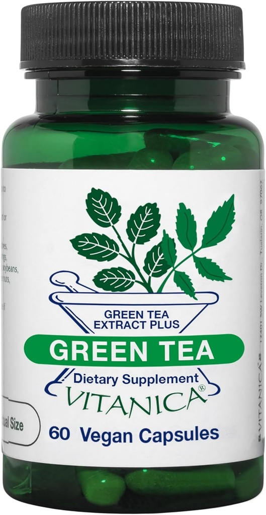 Vitanica Green Tea - 330 mg de polyphénols de thé vert - Supplément antioxydant pour Imune Health Support - Supplément végétalien pour la santé du sein - Pro Logo - 60 capsules végétaliennes