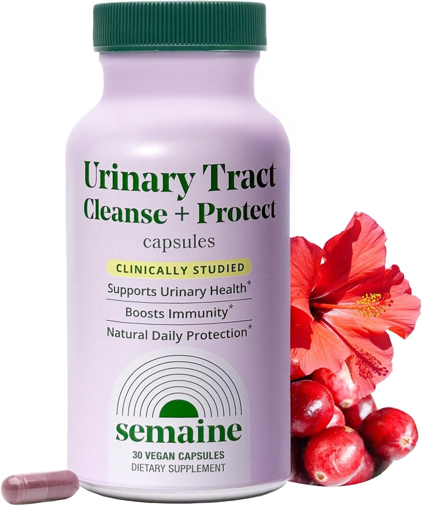 Semaine Urinary Tract Cleanse & Protect – 30 ct, Supplément de soutien pour les femmes, Flushes Urinary Tract. Combine les proanthocyanidines de canneberges et l'hibiscus.