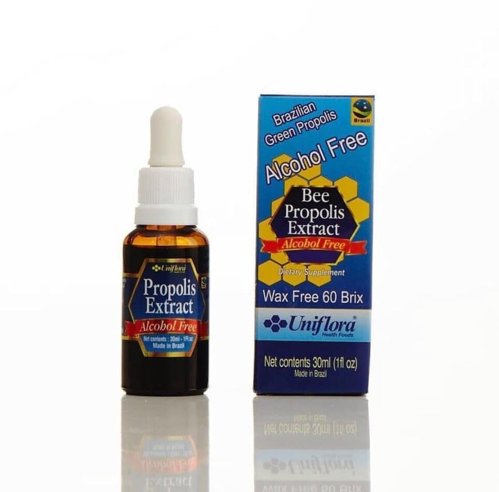 Uniflora Brésilian Green Bee Propolis – 60 Brix – Extrait liquide sans alcool – Bouteilles de 30ml (paquet de 6)