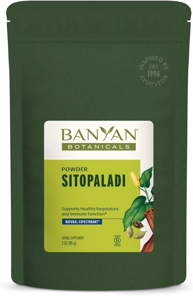 Banyan Botanicals Poudre de Sitopaladi – Supplément de soutien biologique immunitaire – Formule ayurvédique pour les poumons sains et la respiration* – 3 onces – Vegan non OGM d'origine durable