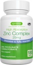 Igennus pur Zinc chélaté 25mg avec cuivre, picolinate et bisglycinate, complexe d'absorption élevée, supplément pour les femmes et les hommes, laboratoire vérifié, non-OGM, immunosupport et peau, 180 comprimés 6 mois d'approvisionnement