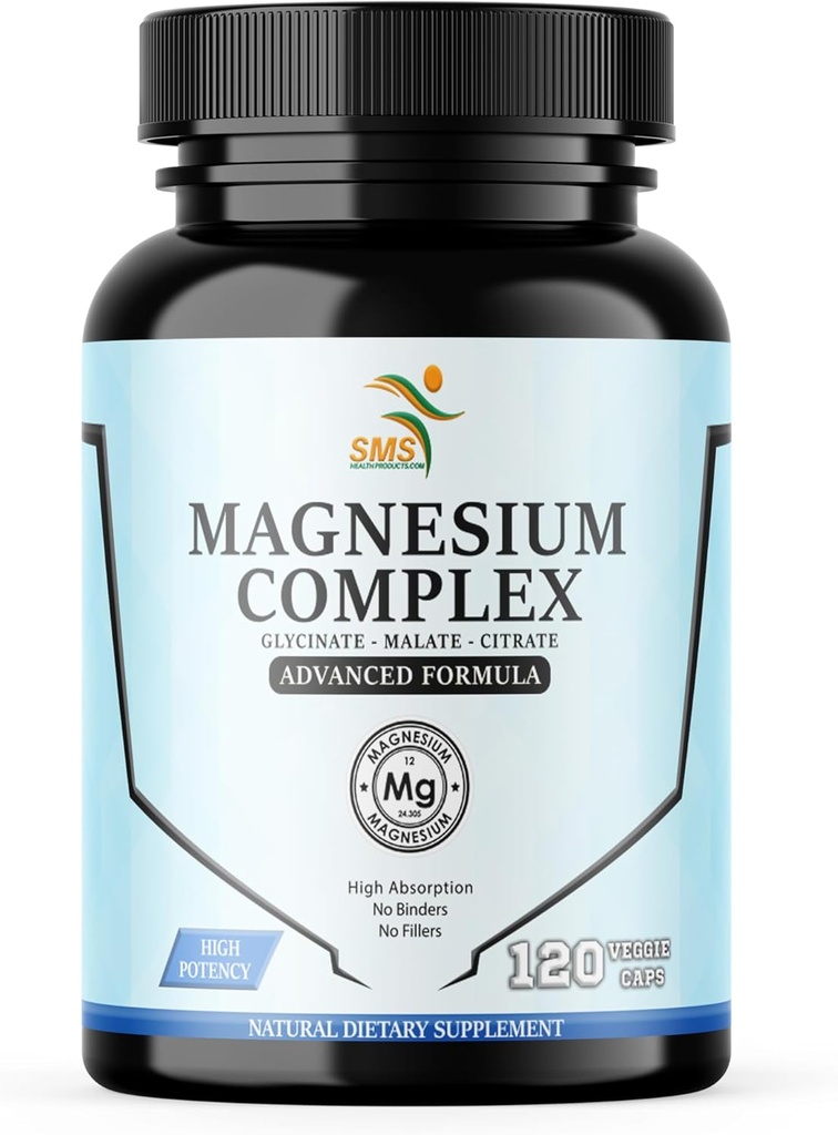 Magnesium Complex | 470mg of Magnesium Glycinate, Malate, & Citrate for Muscles, Nerves, & Energy | High Absorption | Vegan, Non-GMO | 120 Capsules
