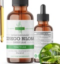 Ginkgo Biloba extrait liquide 2 Fl Oz, suppléments pour la fonction cérébrale et le soutien mémoire, sans alcool, végétalien - 2 Fl Oz