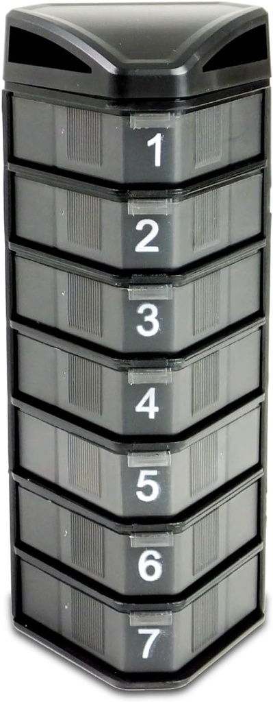 Deke Home - organisateur de pilules empilables 3 fois par jour, distributeur de pilules de 7 jours, organisateur de pilules hebdomadaires pour médicaments, vitamine, supplément, cas dur durable, fermeture sécurisée, sans BPA, facile à nettoyer