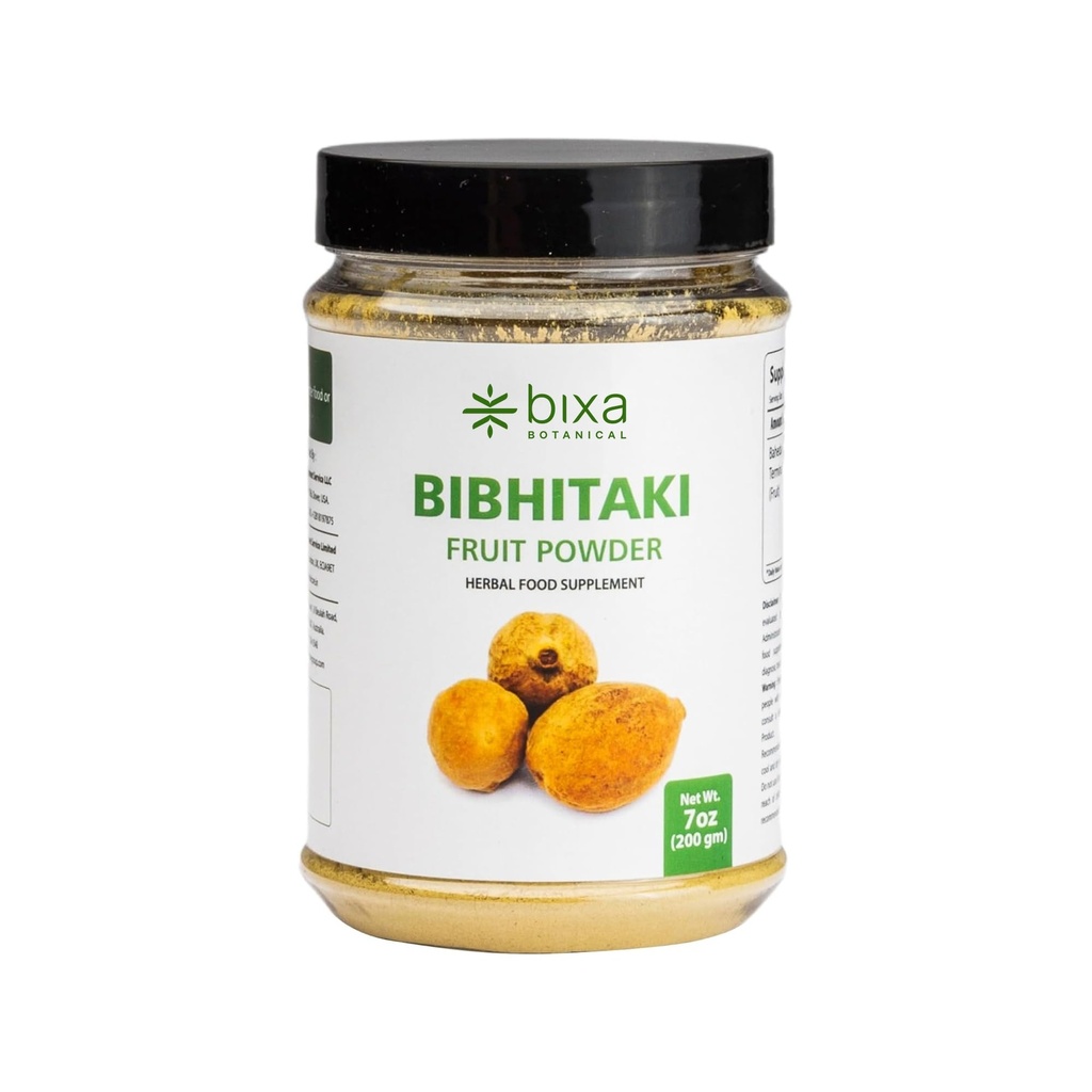 Bixa BOTANIQUE Bibhitaki Poudre de Finalia Belerica de Baheda de 200 grammes / 7 oz sans gluten, sans OGM, traité à la vapeur, végétalien, 100% pur