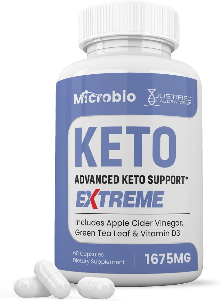 Microbio Keto ACV Extreme Pills 1675MG Keto Support Capsule de mélange Alternative à Keto ACV Gummies Formulé avec vinaigre de cidre de pomme Extra Virgin Olive Oil Powder Green Tea Leaf 60 Capsules
