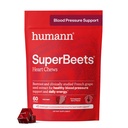 Humann SuperBeets Heart Chews, supplément énergétique de soutien de la poudre de betterave, oxyde nitrique et soutien de la pression artérielle, extrait de graines de raisin et non-OGM, santé du coeur, fleur de berry de grenade, 60 comte