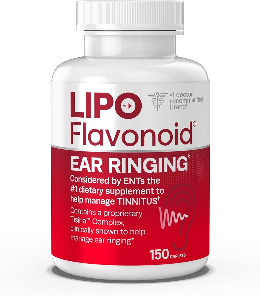 Lipo-Flavonoid Plus Tinnitus Relief - Doctor-Recommended for Ringing Ears - Clinically-Proven Lemon Bioflavonoid Complex with Vitamins C, B1, B2, B6, B12, & Calcium - 150 Caplets