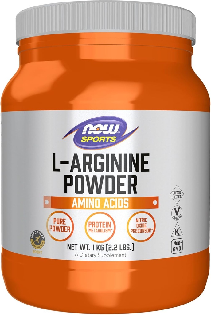 MAINTENANT Aliments Sports Nutrition, L-Arginine en poudre, Précurseur à oxyde nitrique, Acides aminés, 2.2-Pound