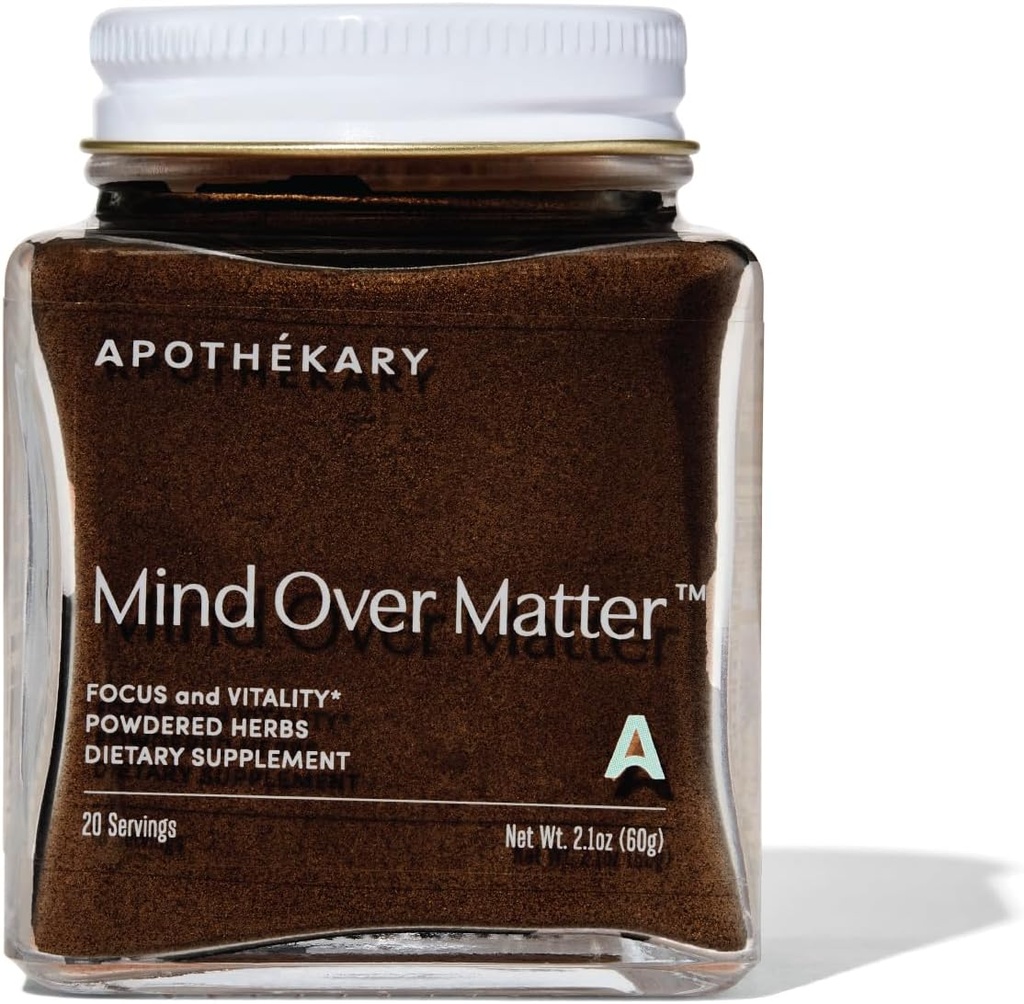 Apothekary Mind Over Matter Soutien cognitif Champignon Poudre, Mémoire et Focus, Supplément à base de plantes anti-stress, Sans sucre, Vegan, Pas de caféine