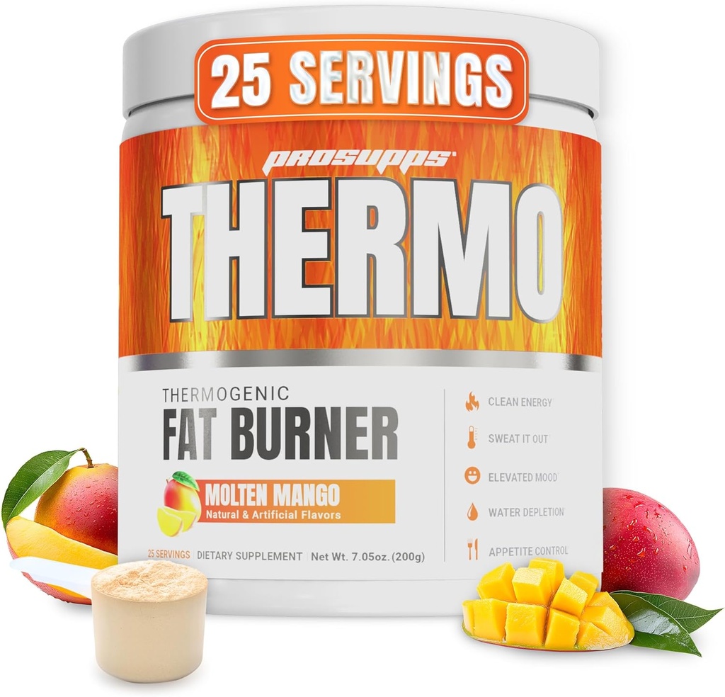 PROSUPPS Thermogénique Fat Burner Powder, Molten Mango - Perte de poids et de métabolisme Booster Supplément de préentraînement pour les femmes et les hommes - soutient le contrôle de l'appétit et stimule l'énergie - sans gluten - 25 portions