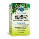 Facteurs naturels Terre et mer entières, Multivitamines prénatales et minéraux pour femmes, complément alimentaire entier, végétalien, 60 comprimés