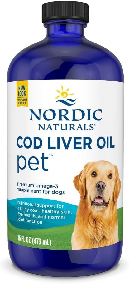 Nordic Naturals Pet Cod Liver Oil, Unflavored - 16 oz - 1048 mg Omega-3 Per Teaspoon - Fish Oil for Dogs with EPA & DHA - Promotes Skin, Coat, & Immune Health