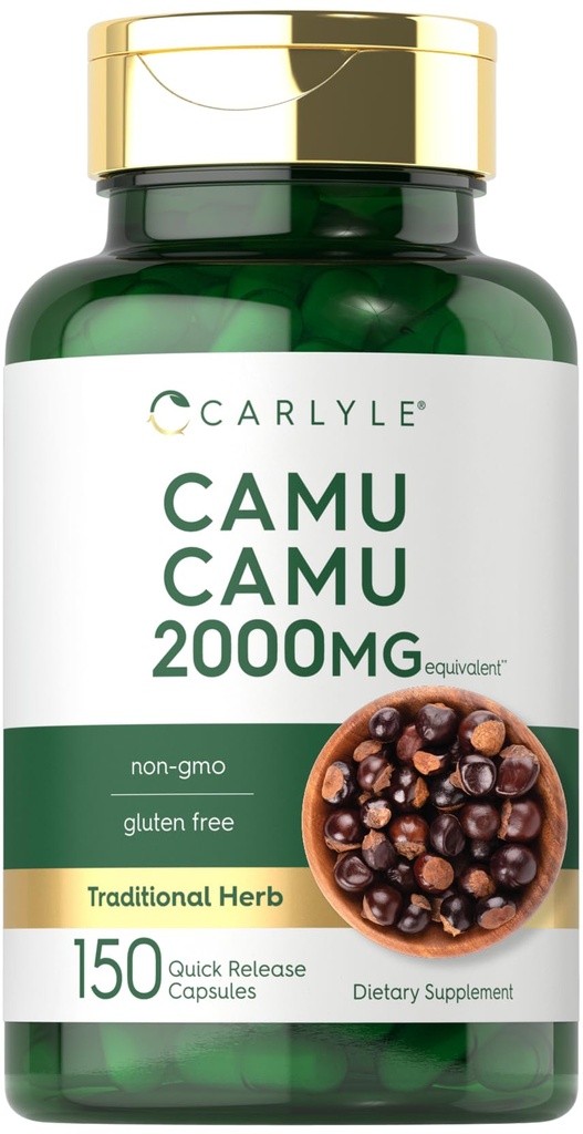 Carlyle Camu Camu avec de la vitamine C de 2000mg de 150 capsules Supplément d'extrait d'herbes Myrciaria Dubia