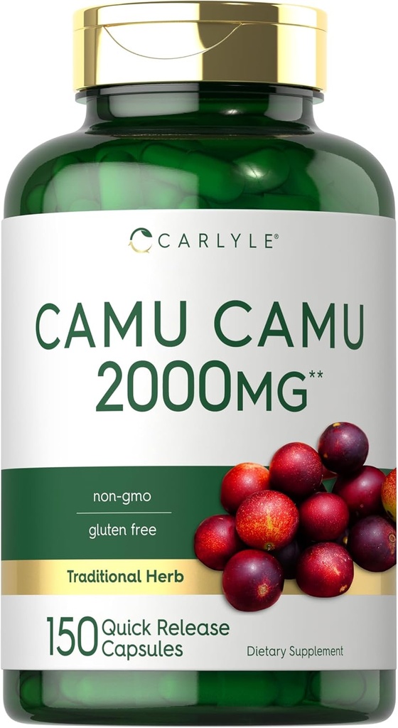 Carlyle Camu Camu avec de la vitamine C de 2000mg de 150 capsules Supplément d'extrait d'herbes Myrciaria Dubia