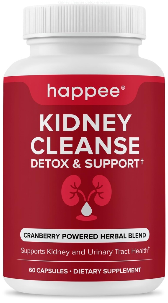 Formule de nettoyage et de réparation du rein – Supplément de soutien naturel au rein avec extrait de canneberge et 21 herbes pour la santé du renal, de la vésicule et de l'urine – Flush Toxins & Restore Health - 60 capsules