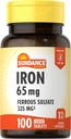Supplément de fer de Sundance Sulfate de fer 325mg-100 comprimés