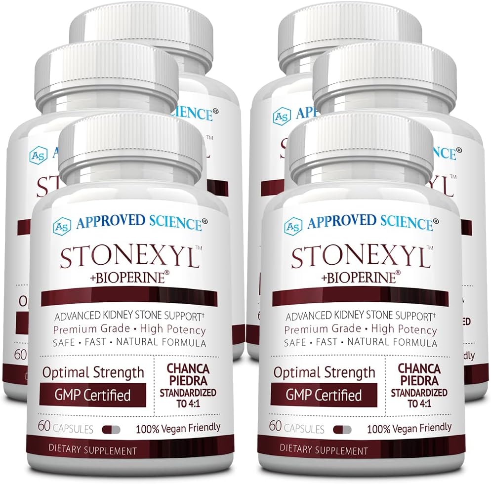 Approved Science Stonexyl - Herbal Support for Kidney Stones - 360 Capsules - Chanca Piedra - High Absorption - 6 Month Supply - Vegan
