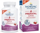 Nordic Naturals Prénatal DHA, fraise - 120 gels mous - 830 mg Oméga-3 + 400 UI Vitamine D3 - soutient le développement du cerveau chez les bébés pendant la grossesse et l'allaitement - non-OGM - 60 portions