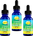 Vitamine liquide D3 K2 gouttes avec huile MCT 5000 UI - végétalien, sans goût, sans odeur, sans soja, sans gluten, sans OGM, 1000 UI par goutte, stimule l'énergie et le système immunitaire (3 pack)