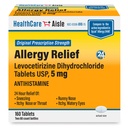 HealthCareAisle Allergy Relief - Levocetirizine Dichloride Comprimés USP, 5 mg, 160 comprimés, médicaments antiallergiques d'origine sur ordonnance, 24 heures sur 24, 80 comtes (paquet de 2)