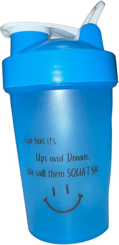 Bouteille de shake-protéines, ShakeELITE - Mélangeur sans BPA de 13 oz avec couvercle de fuite et boule de mélange sécurisé - Parfait pour la gymnastique, la condition physique et la nutrition sur le pouce BLUE