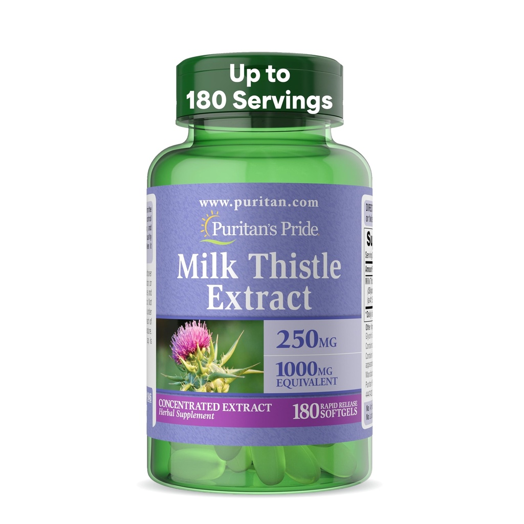 Thistle de lait de Puritan 4:1 Extrait 1000mg 180 Softgels (Silymarin) Santé du foie