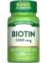 Biotine de vérité de la nature 1000mcg, 120 comprimés, végétalien, sans OGM, supplément sans gluten