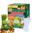 Yamamoto Kanpoh YAMAKAN Greens Superfood Powder avec fibre prébiotique et enzymes pour la digestion, 30 légumes et jeune mélange de jus d'orge du Japon, santé Gut pour les femmes et les hommes, 64 paquets