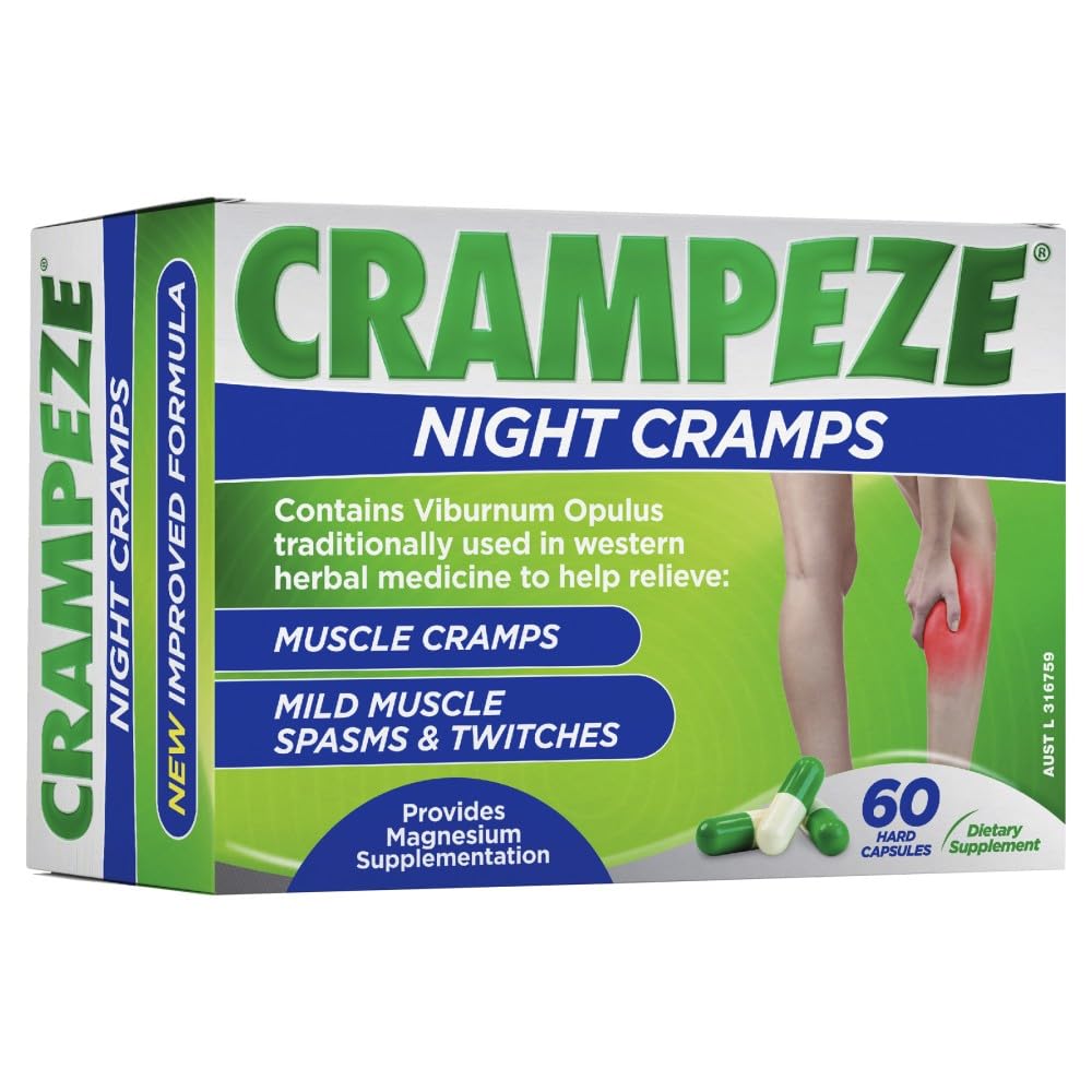 Crampeze Crampes de nuit Relief naturel des crampes musculaires, spasmes et jambes fatiguées 60 Capsules