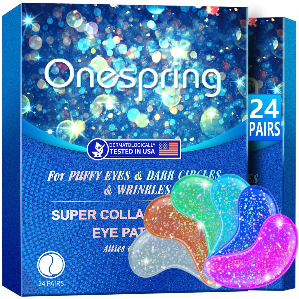 Eye Gel Pads (24 paires) - Patches sous les yeux pour les yeux puffy, les rides, les cercles sombres, les gels naturels collagènes, Patches sous les yeux masque pour le visage à Soothe Puffiness, les sacs à yeux