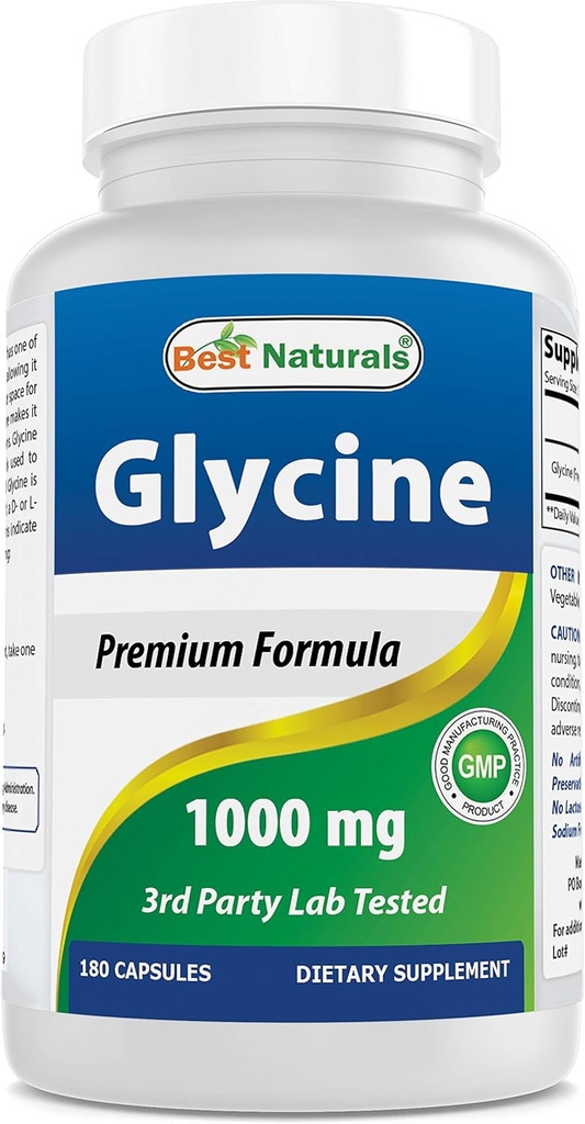 Meilleur complément Glycine naturel 1000 Mg pour la production d'énergie, 180Count