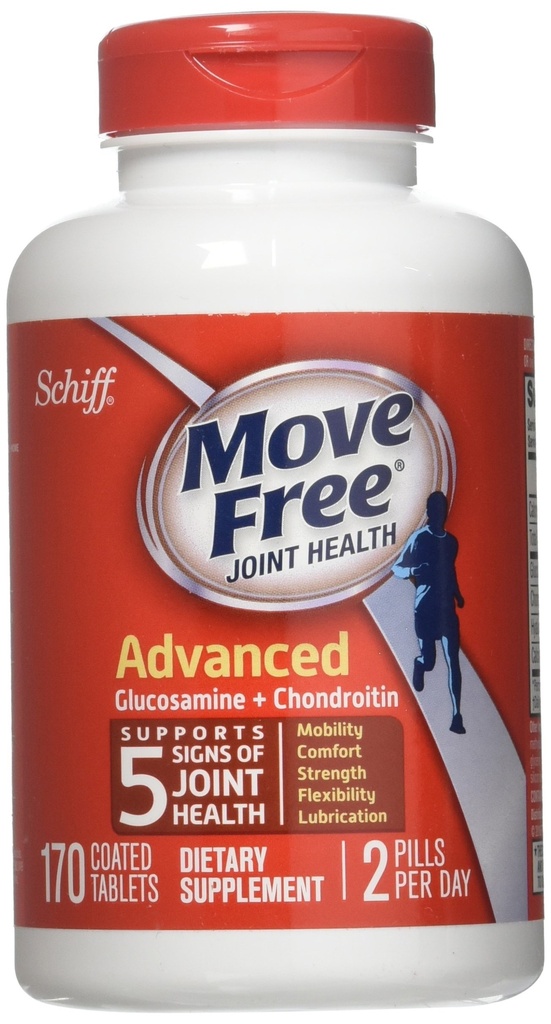 Schiff Déplacer sans supplément diététique articulaire, glucosamine avancée Chondroïtine 170 comprimés
