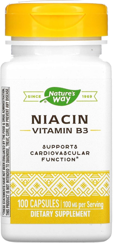 Niacine, Vitamine B3, 100 mg, 100 Capsules, Voie Nature