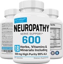 Supplément de soutien à la neuropathie avec 600 mg d'acide alpha lipoïque HP-99 - formule Nerve ALA pour les doigts de pieds Jambes - 18 en 1 Vitamines Nerve périphériques naturelles - 120 Capsules