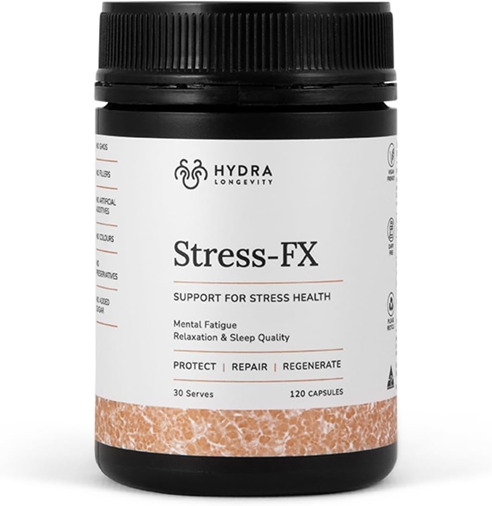 Stress-FX Stress Support & Mood Support Supplément, Formule de Relief avec adaptogènes, Ashwagandha, L-Theanine, Vegan, Sans gluten, 120 Capsules (30 portions)