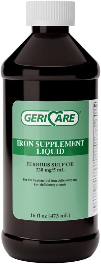GeriCare 220 High Potency Liquid Iron Supplement | Liquid Iron for Adults | for Anemia and Iron Deficiency | 220mg of Iron Per 5mL Dose. (Pack of 1)
