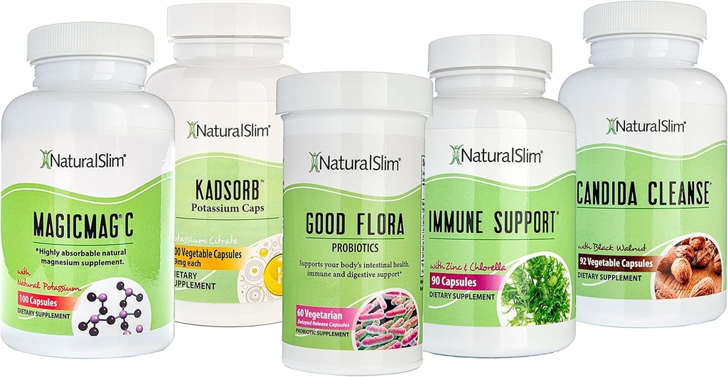 NaturalSlim Superbe ensemble pour nettoyer – Kit candiseptique, Suppléments MagicMag C et Kadsorb
