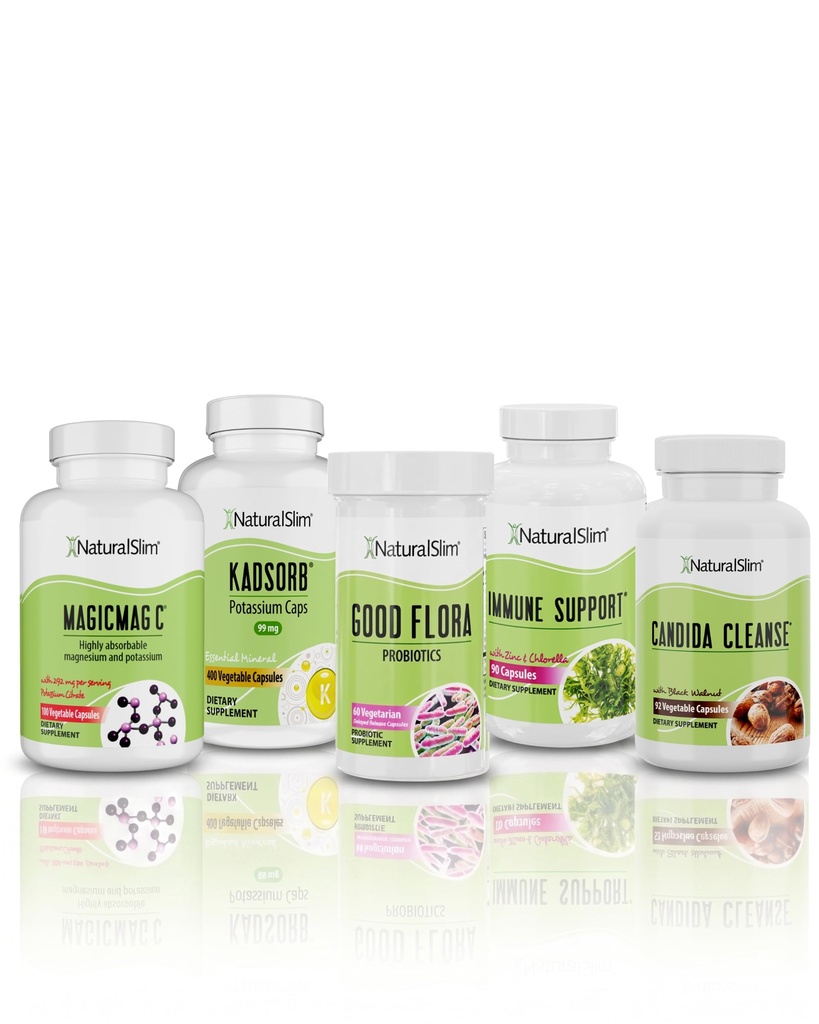 NaturalSlim Superbe ensemble pour nettoyer – Kit candiseptique, Suppléments MagicMag C et Kadsorb